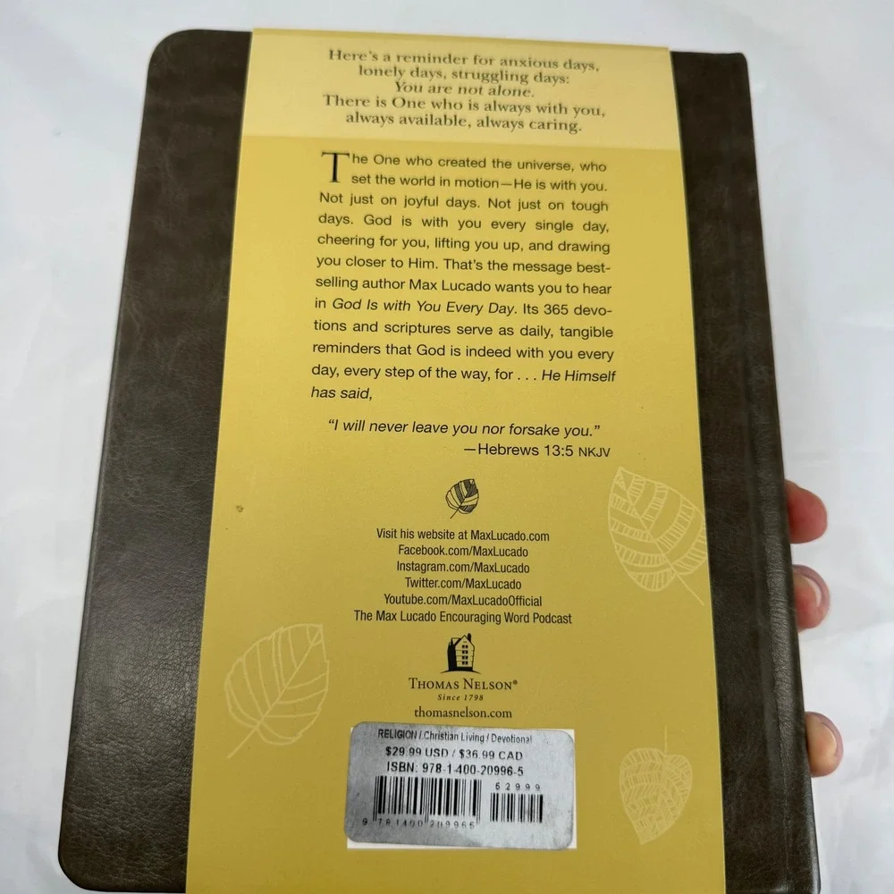 Max Lucado God Is With You Every Day 365-Day Devotional Thomas Nelson Brown Gold